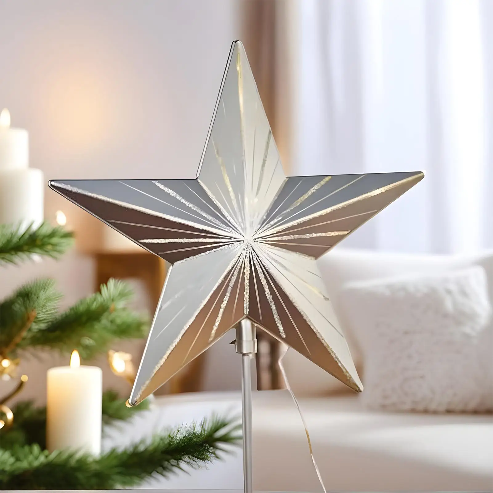 

Топпер для рождественской елки, пятиконечная звезда, освещенный рождественский декор, праздничный домашний декор для магазина, гостиной, вечеринки, дня рождения на открытом воздухе