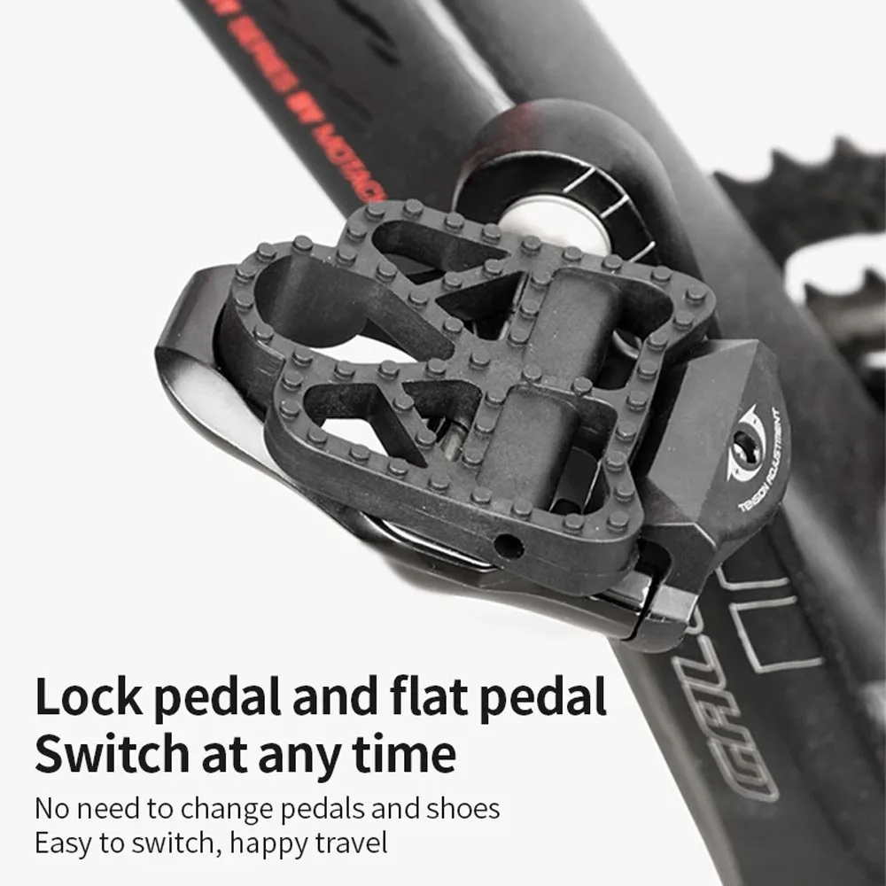 Road Bicycle Self-Locking Pedal Adapter, Locking Plate To Flat Pedal, Locking Plate Installed On Road Bicycle, Bicycle Accessori