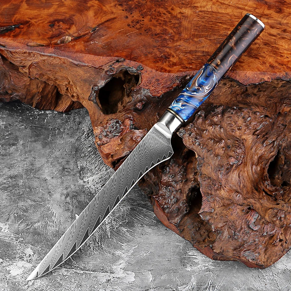 XITUO Japanese Boning Knife 6 Inch, Japanese Damascus Steel Sharp Fillet Knife Carving, Boning, Trimming, Deboning Resin Handle