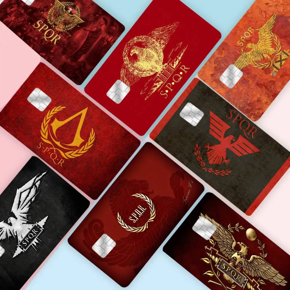 S-SPQR 2024 Anime Cartoon Skin Stickers Film Tape Case for Big Credit Debit Card Front Side
