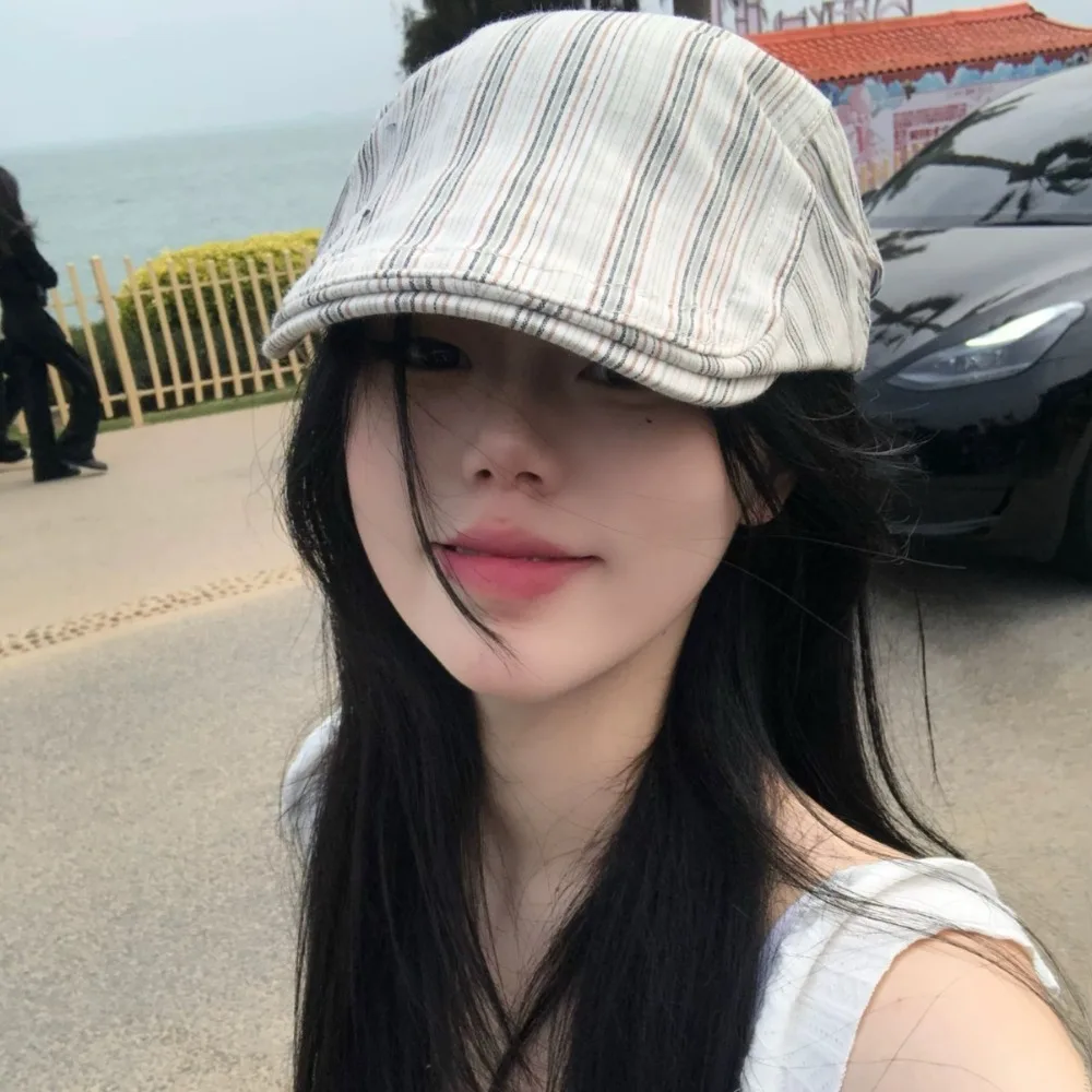 

Adjustable Vintage Newsboy Cap Y2k Sunscreen Peaked Caps Unisex Casual Painter Hat Female