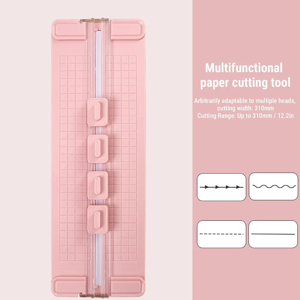 Safe ABS Paper Cutter 4 in 1 Multi Function Scrapbooking Tool Practical Wave Straight Dotted Lines Paper Trimmer Photo Paper