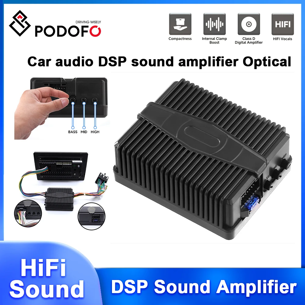 Podofo 9-16V DAP Sound Equalizer DSP Amplifier Box HiFi Sound DAP Chip DAP Sound Processor For Car Stereo Car Speakers Car Radio