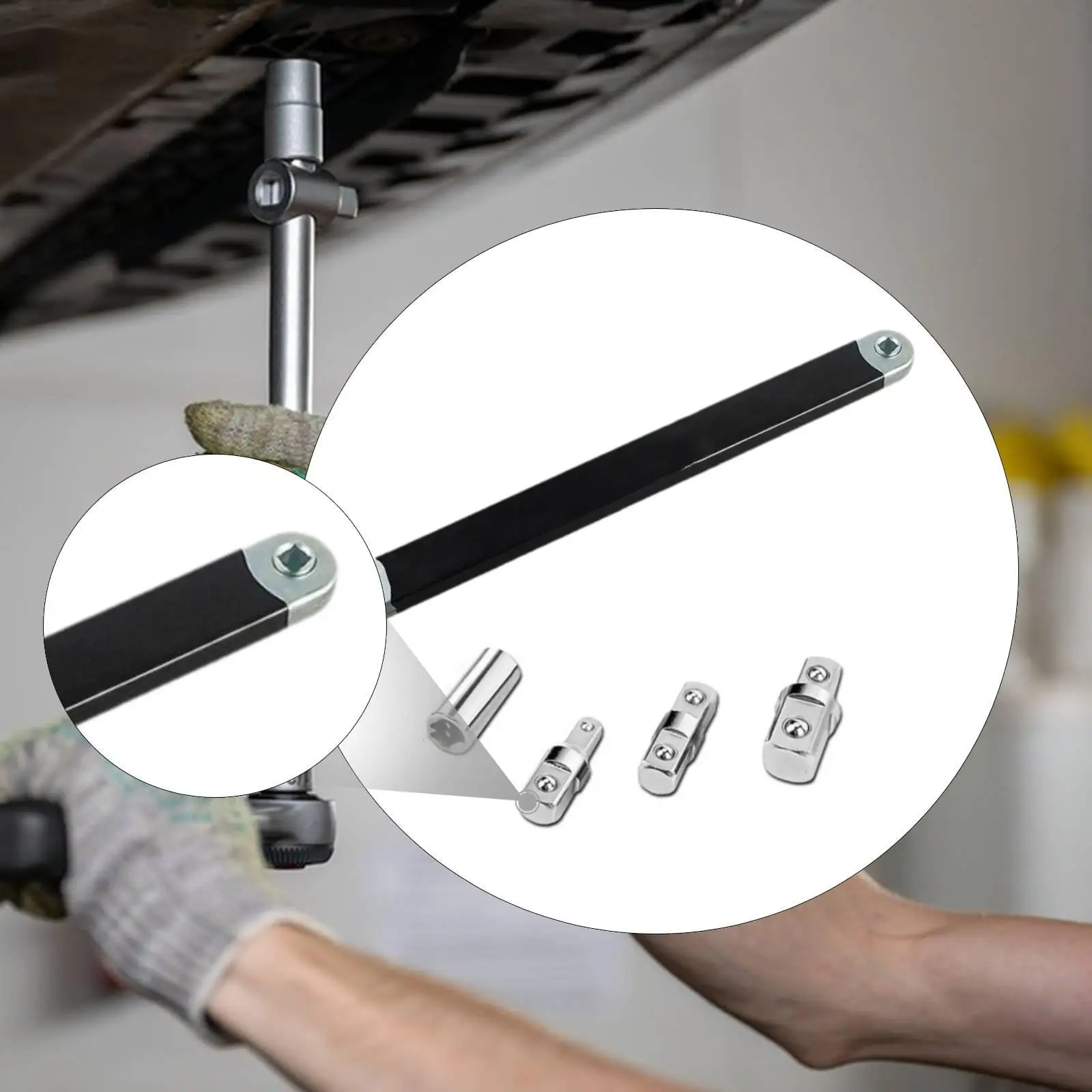 Extension Wrench with Square Drive Adapter Rust Proof Workshop Ratchet Wrenches Set for Mechanic or DIY