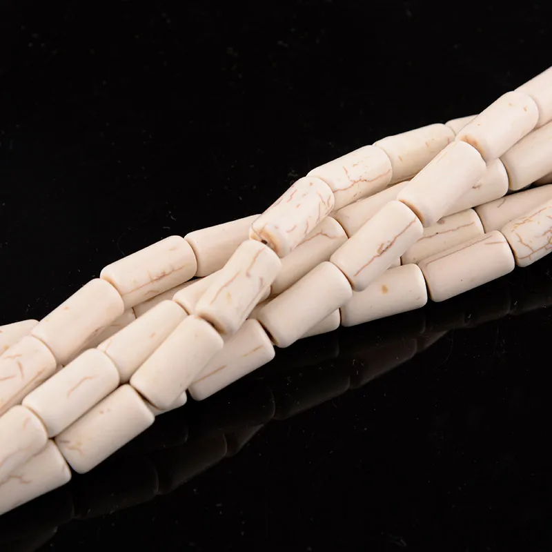 White Howlite Turquoises Cube Tubes Stone Natural Stone Beads For Jewelry Making Cylinder Loose Beads DIY Bracelet Accessories