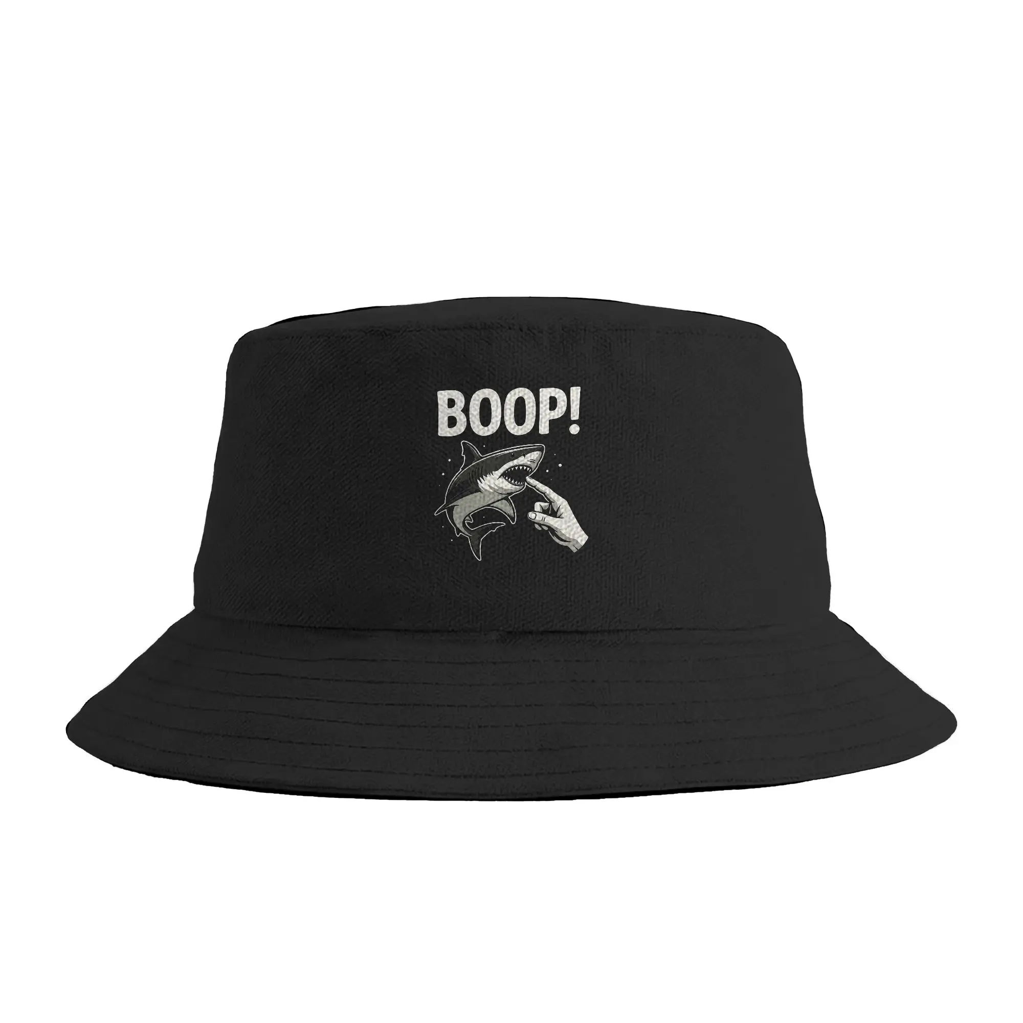 Funny Hand Boop Nose Shark Bucket Hat  Hawaii Fisherman Caps For Women Casual Beach Travel Sun Hats Soft Fold Pattern Cap