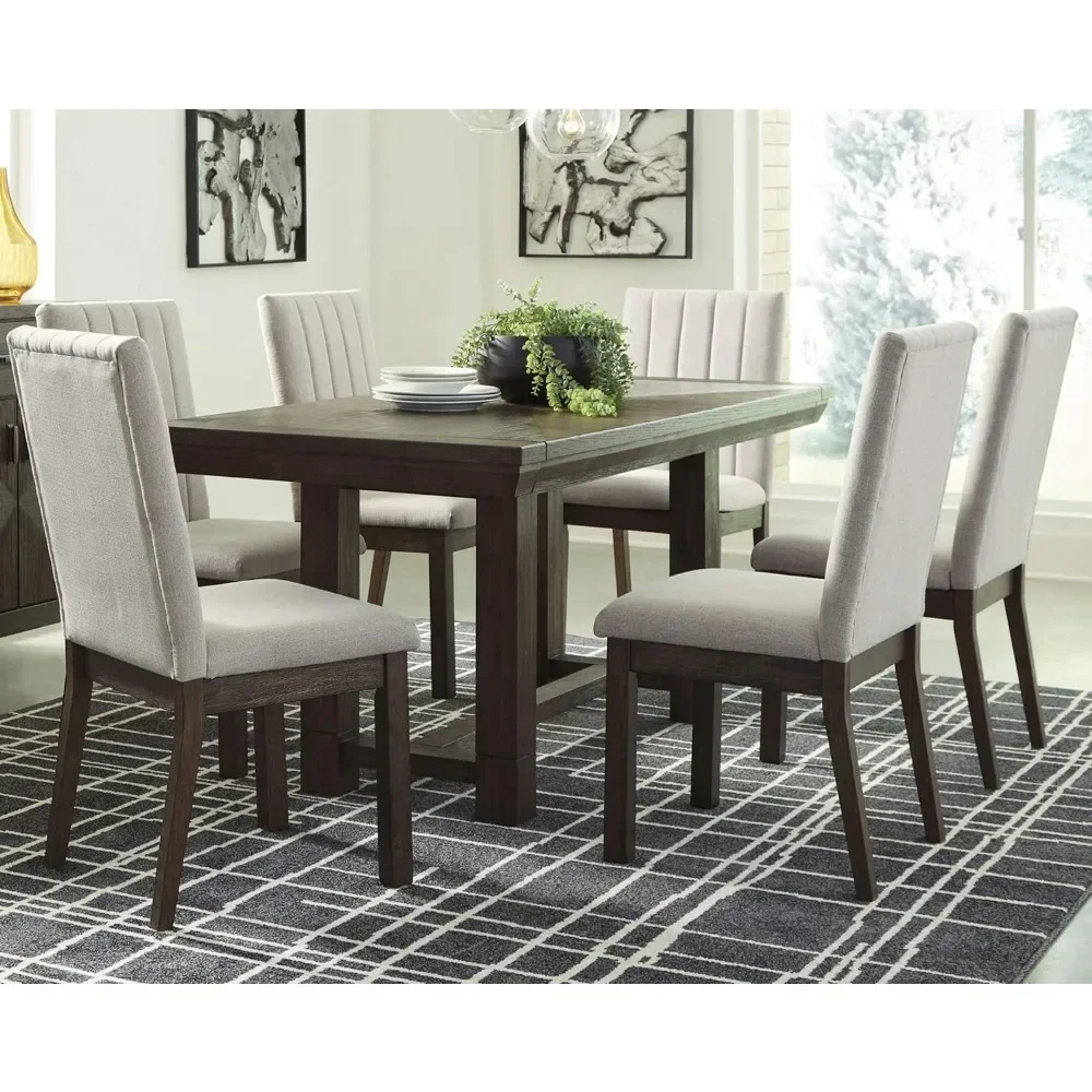 

Casual Rectangular Dining Extension Table Seats Up to 8, Furniture Home , Dark Brown Rectangular Dining