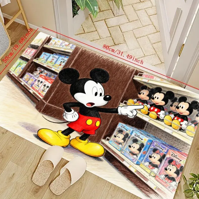 Alfombra de suelo de dibujos animados de Mickey Mouse de Disney, Mickey vibrante apuntando en la tienda de juguetes, diseño de mercancía, antideslizante, lavable, 1 ud.