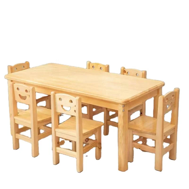 

Kindergarten tables and chairs wooden small square table solid wood combination table children solid wood desks and chairs