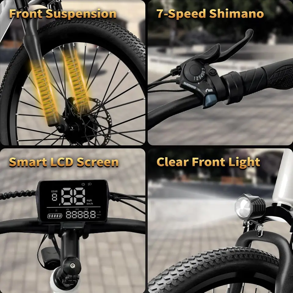 26" Electric Bike for Adults,750W Peak Motor Ebike with 48V Removable Battery,20MPH and 50 Miles Electric Commuter Bike for Men image 5