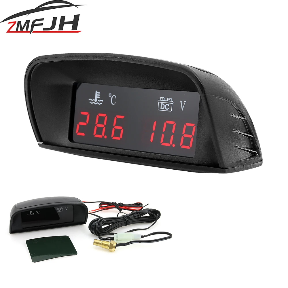 Cyfrowy wskaźnik temperatury wody + czujnik temperatury wody 10 mm 2 w 1 Wyświetlacz LCD samochodowy Samochód ciężarowy Motocykl 12V 24V