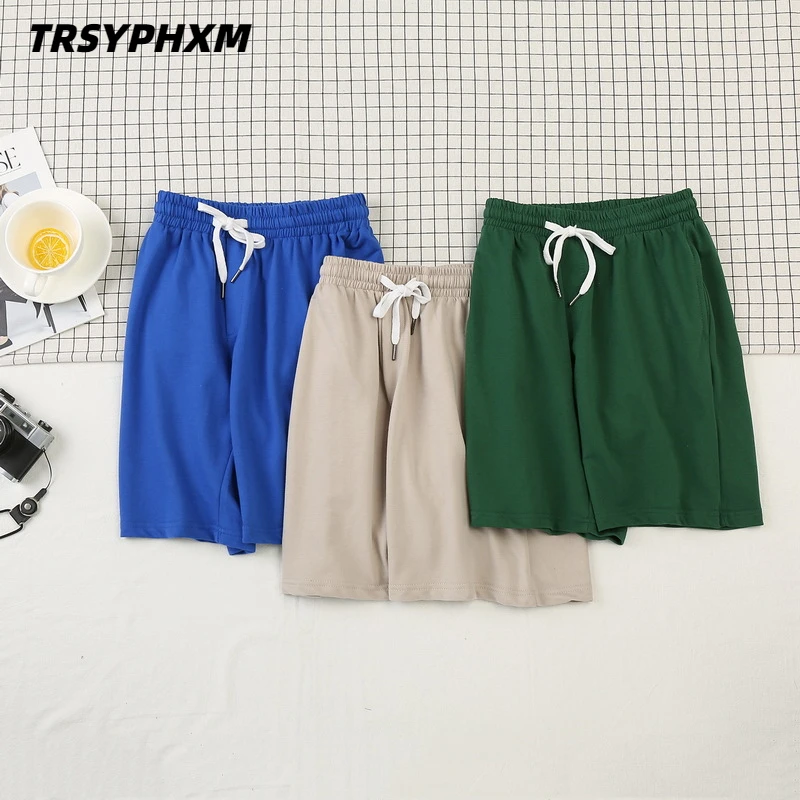 Trsyphxm 2024 verão novo solto na moda marca shorts de cor sólida para viagens esportivas masculinas calças de praia na moda casual