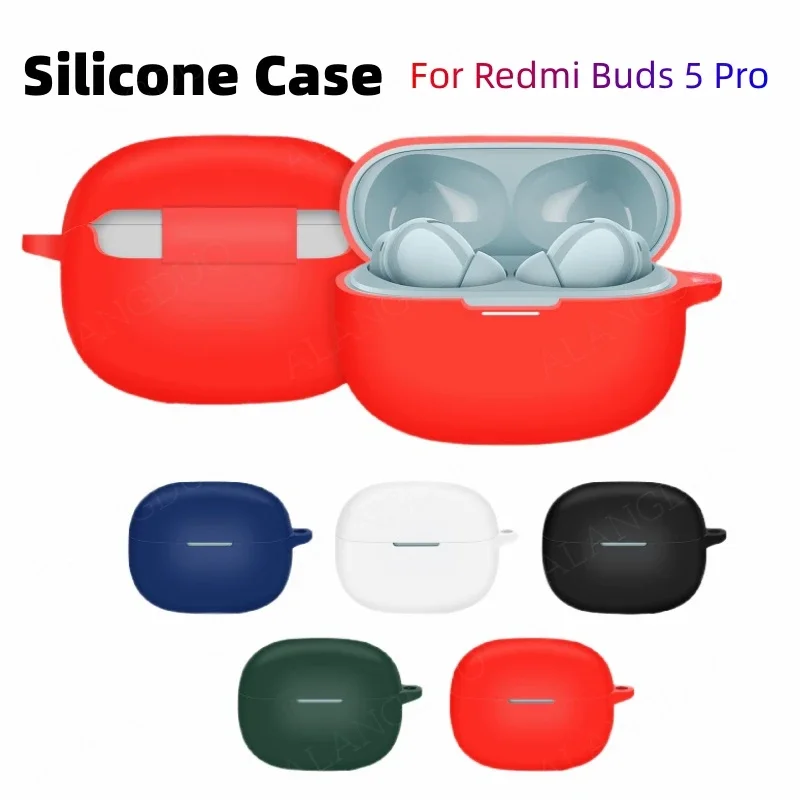 

Silicone Protective Case Suitable For Redmi Buds 5 Pro earphone Bluetooth Headset Soft Case Charging Bag Headset Case with Hook