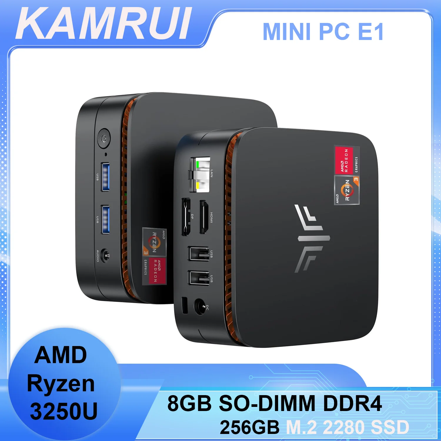 

Мини-ПК AMD Ryzen 3250U, 8 ГБ SO-DIMM DDR4, 256 ГБ M.2 2280 SSD, Windows 11 Pro, WiFi5, Dual 4K, мини-компьютер для офиса и дома