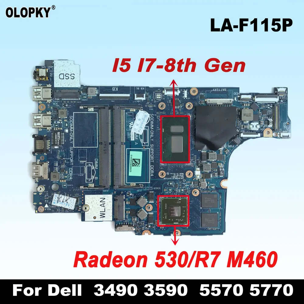 

Материнская плата для ноутбука Dell Inspiron 5570 5770 с процессором i5-8250U i7-8550U 2G-GPU DDR4 LA-F115P