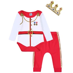 Baby Prince Costume Newborn Chef Cosplay Outfits Infant Boys Cotton Pant Sets Halloween Role Play Party Clothing Set