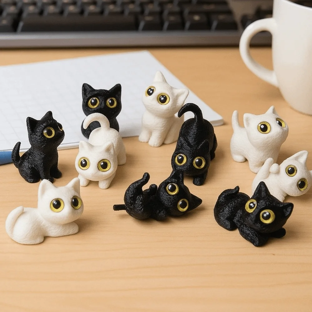 PLA Halloween Katze Anime Figur Modell Handwerk 3D Gedruckt Katzen Figuren Spielzeug Lustige Puppe Display Kätzchen Micro Landschaft Handwerk