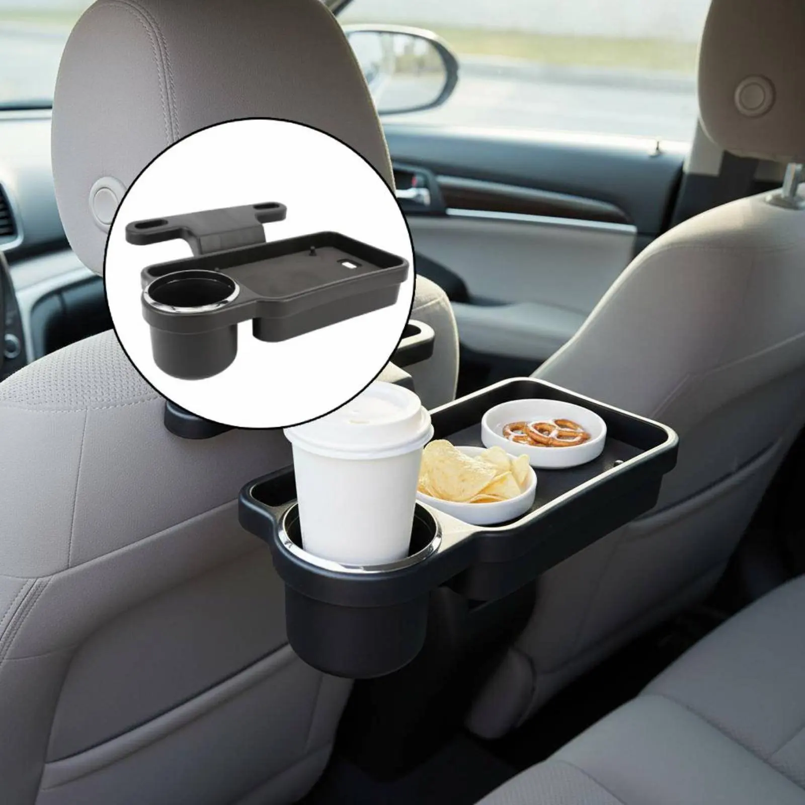 Car Seat Rear Tray Table Space Saving Headrest Mount Beverage Holder Holder Tray Headrest Mount Food Desk Easy Installation