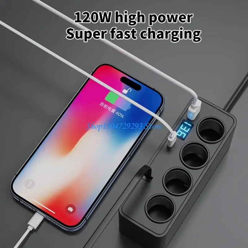 Compactly 120W Multiple Port Car Type C USB Interfaces For Fast Charging