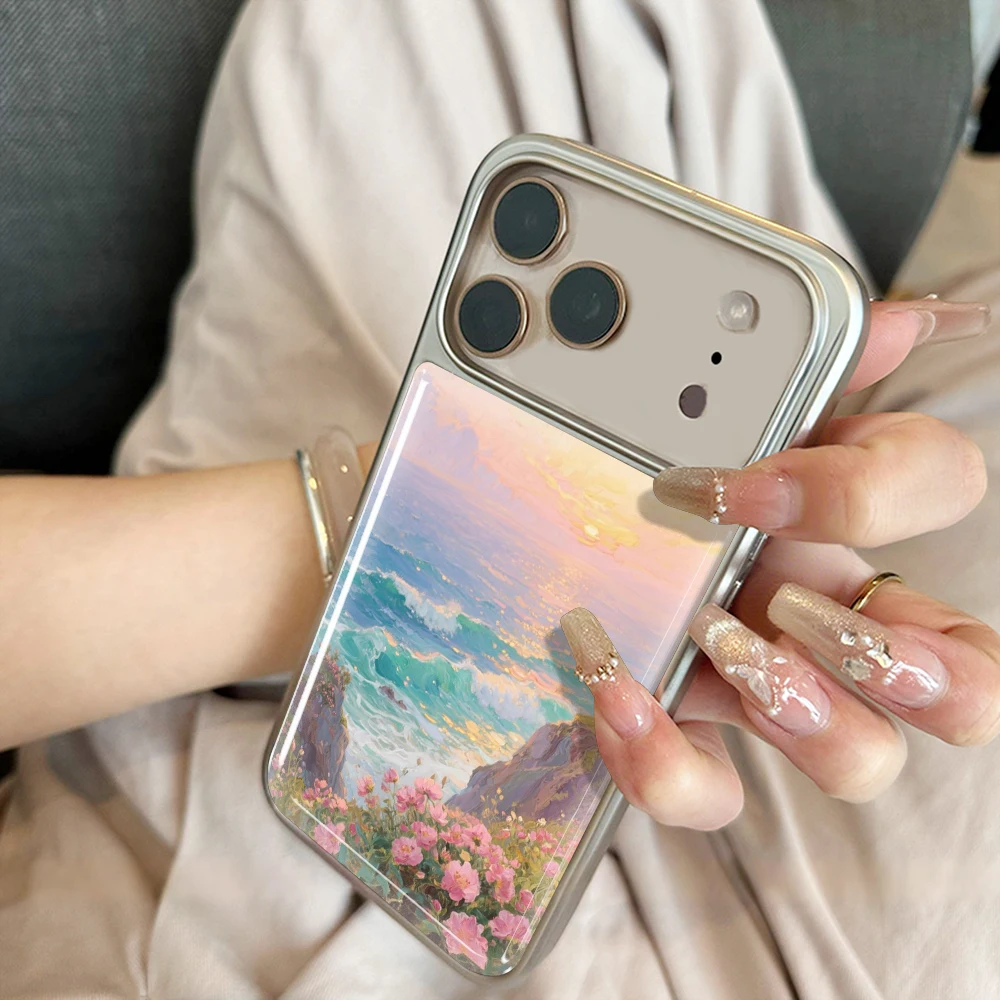 Neue Blumen-Meer-Küsten-Klebstoffhülle für iPhone 15 17 13 Pro Max Phone 11 12 ProMax 14 15 16 Plus Hüllen Stoßfeste Luxus-Coque – Detail 5
