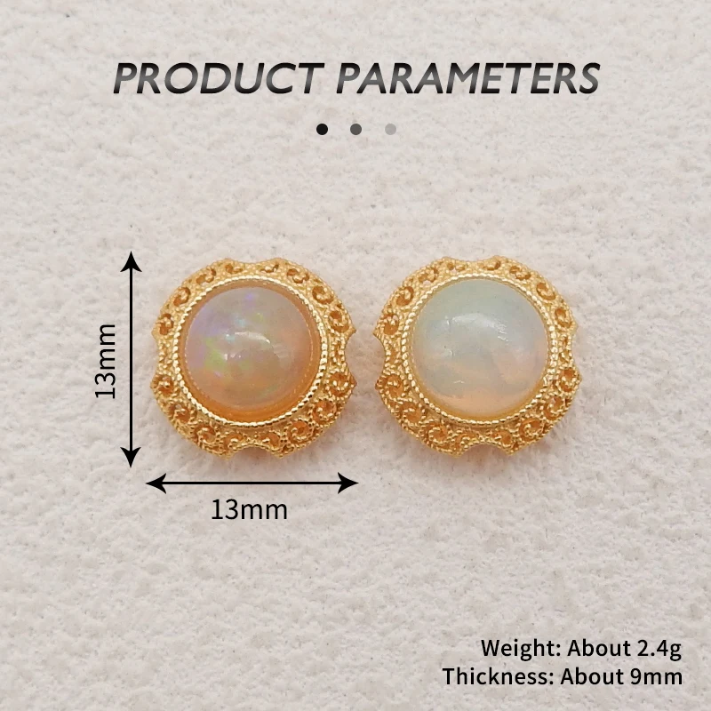 1Pair Silver Gold Plated Natural High Quality Opal Gemstone Earring Beads, Jewelry DIY Making, Gemstone Accessories