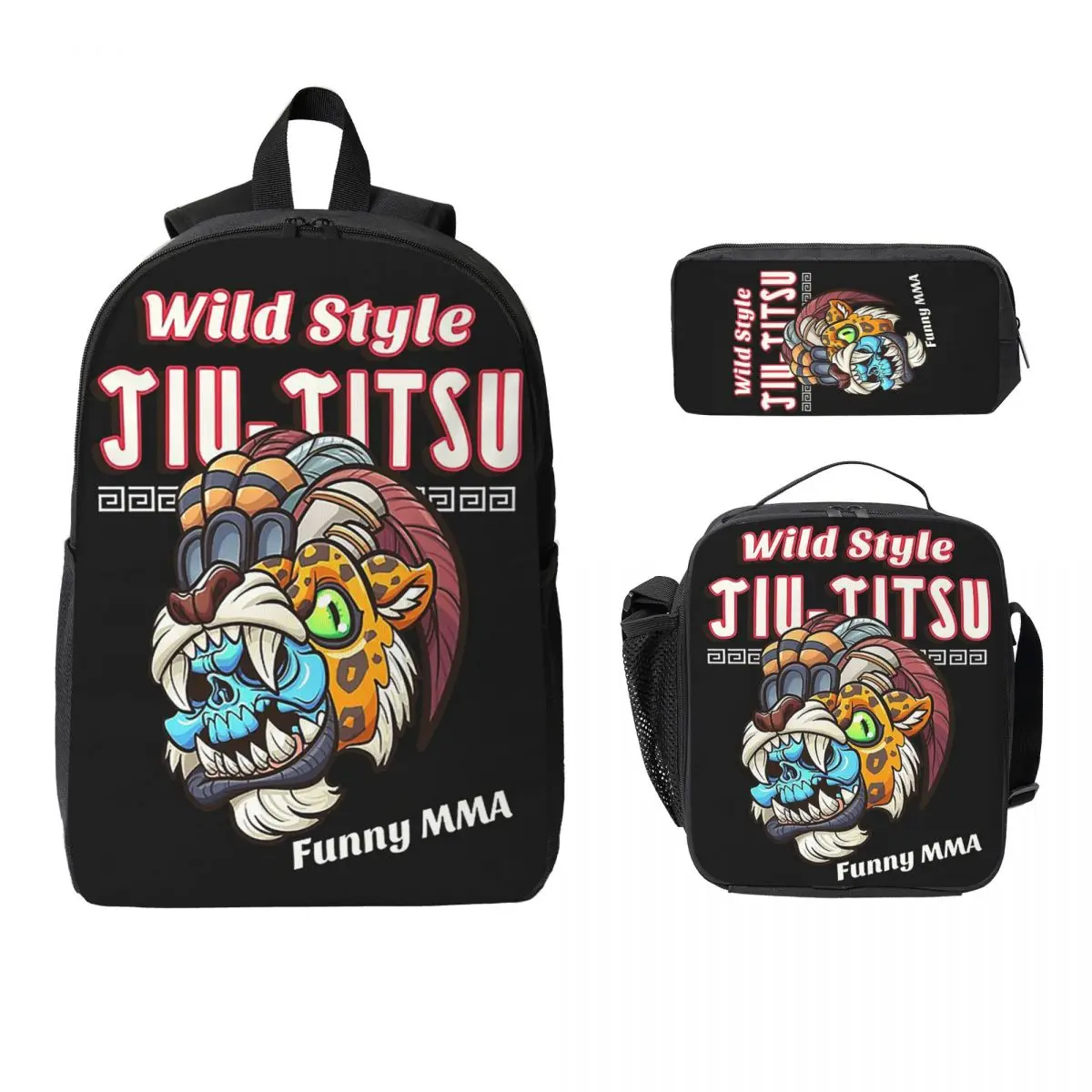 

Jiu Jitsu Tiger And Dragon Backpack Boys Girls BookBag School Bag Computer Shoulder Bags 3ps Insulated Lunch Bag Pencil Case