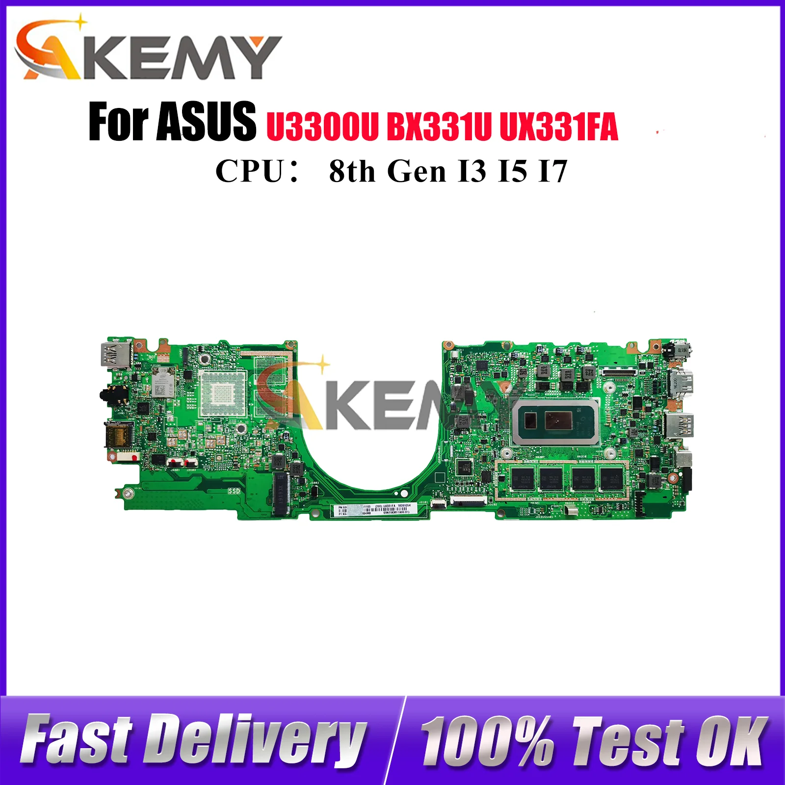 

UX331FA Laptop Motherboard For ASUS ZenBook UX33UN UX33UAL UX33UA UX331 U3300U BX331U Mainboard With I3 I5 I7 CPU 100% tests OK