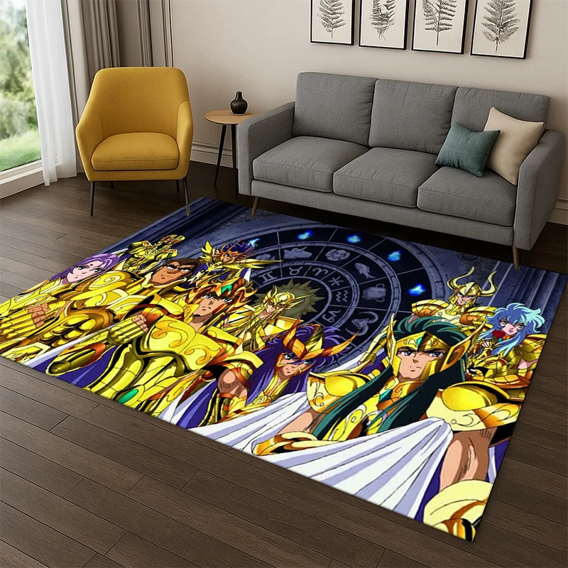 Retro Saint Seiya Anime Cartoon Carpet Rug for Playroom Bedroom Living Room Sofa Home Decor,kid Area Rug Non-slip Floor Mat