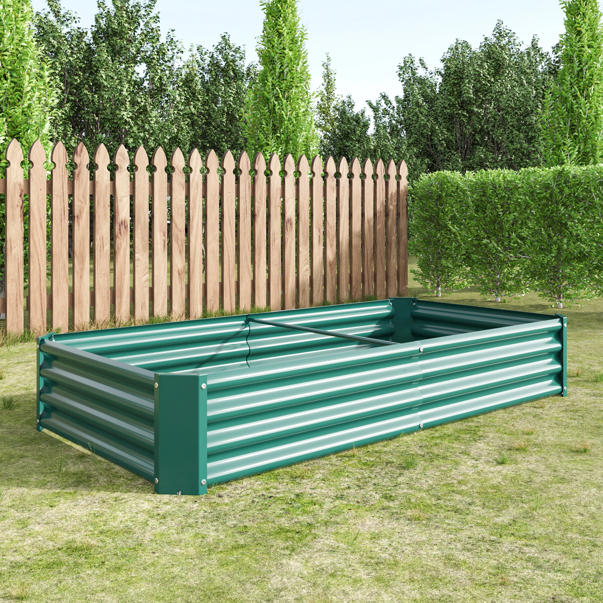 Cama levantada ao ar livre do jardim do retângulo, plantador do metal, camas para plantas, vegetais e flores, verde, 6x3x1ft