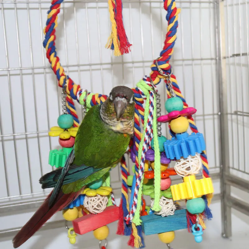 Bird toys, bird supplies, hanging rings, swings, wooden plastic cotton ropes, parrot bite toys