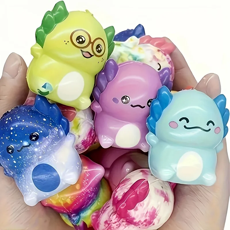 

22 упаковки мини-мягких игрушек Axolotl с пластиковыми яичными скорлупами и наклейками, разные цвета, наполнители для подарочных пакетов для пасхальной вечеринки, милые