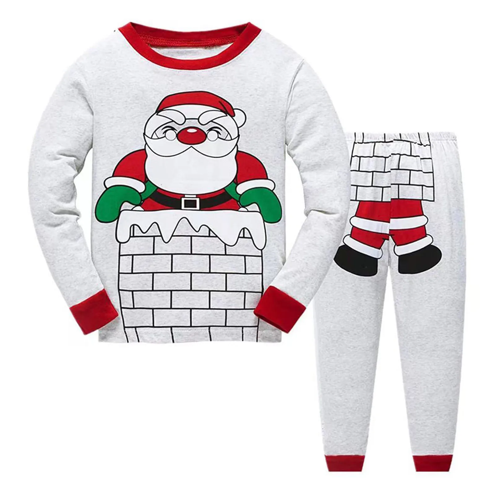 Christmas Kid Boys Girls Clothes Set Baby Boy Girl Long Sleeve Pajamas T-shirt Tops +Pants 2Pcs Home Clothing Nightwear Outfits