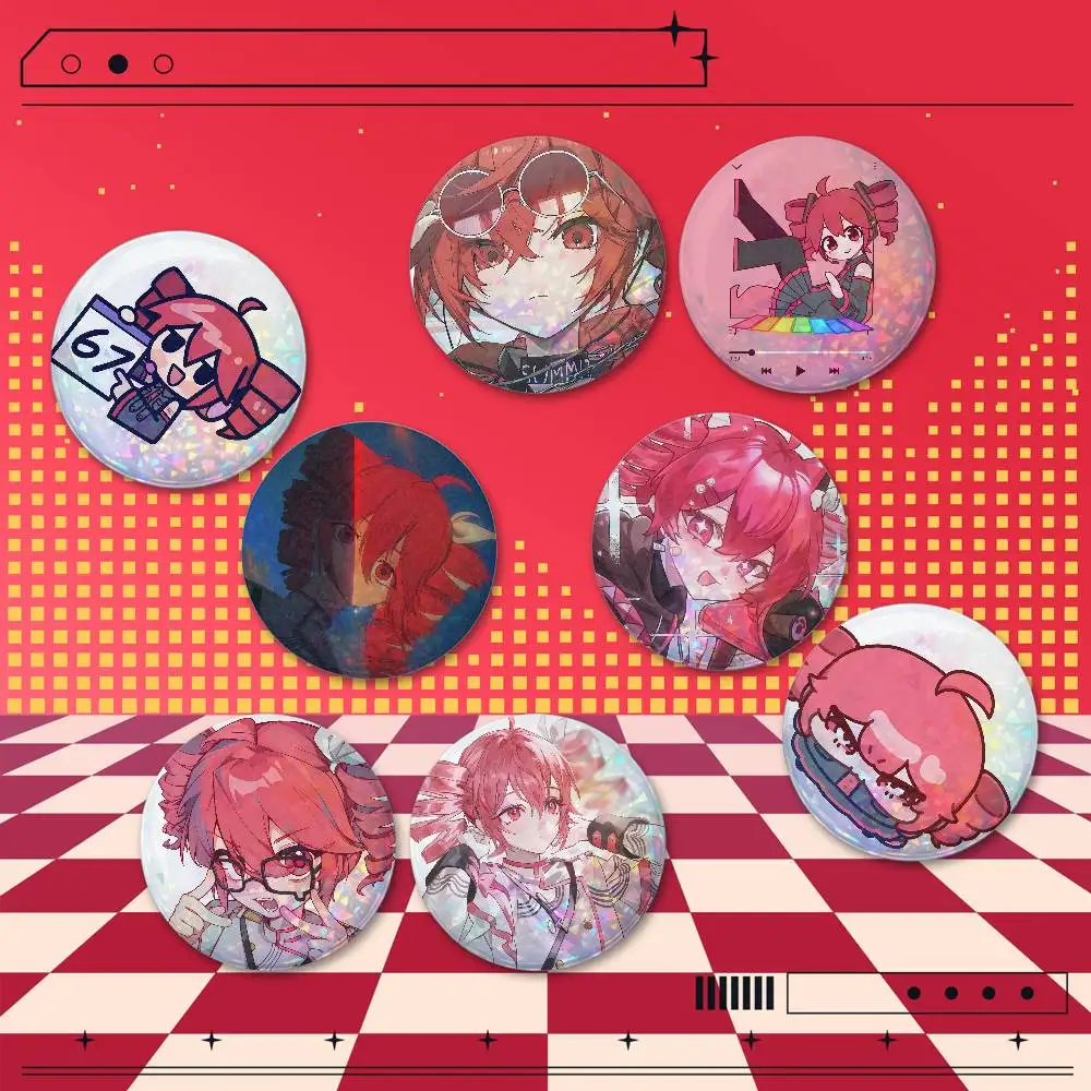 teto 25/32/44/58/75mm Holographic Badges 2 Pcs Set Custom Round Button Pins Bag Clothes Accessories