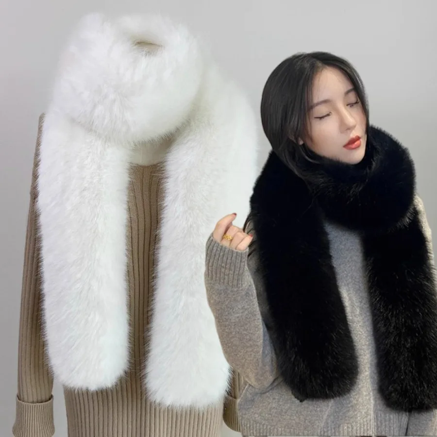 

Мягкий длинный шарф из искусственного меха, женский утолщенный пушистый плюшевый меховой шаль, зимняя теплая 180 см, роскошная винтажная женская ветрозащитная теплая шаль для шеи