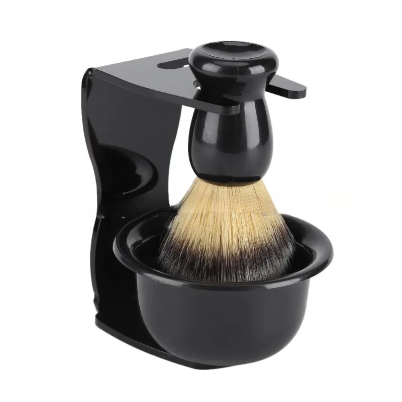 Beard  Set Three Piece Shaving  Soap Bowl Shelf Acrylic Frame Bubble Brush Foam Brush Portable Shaving