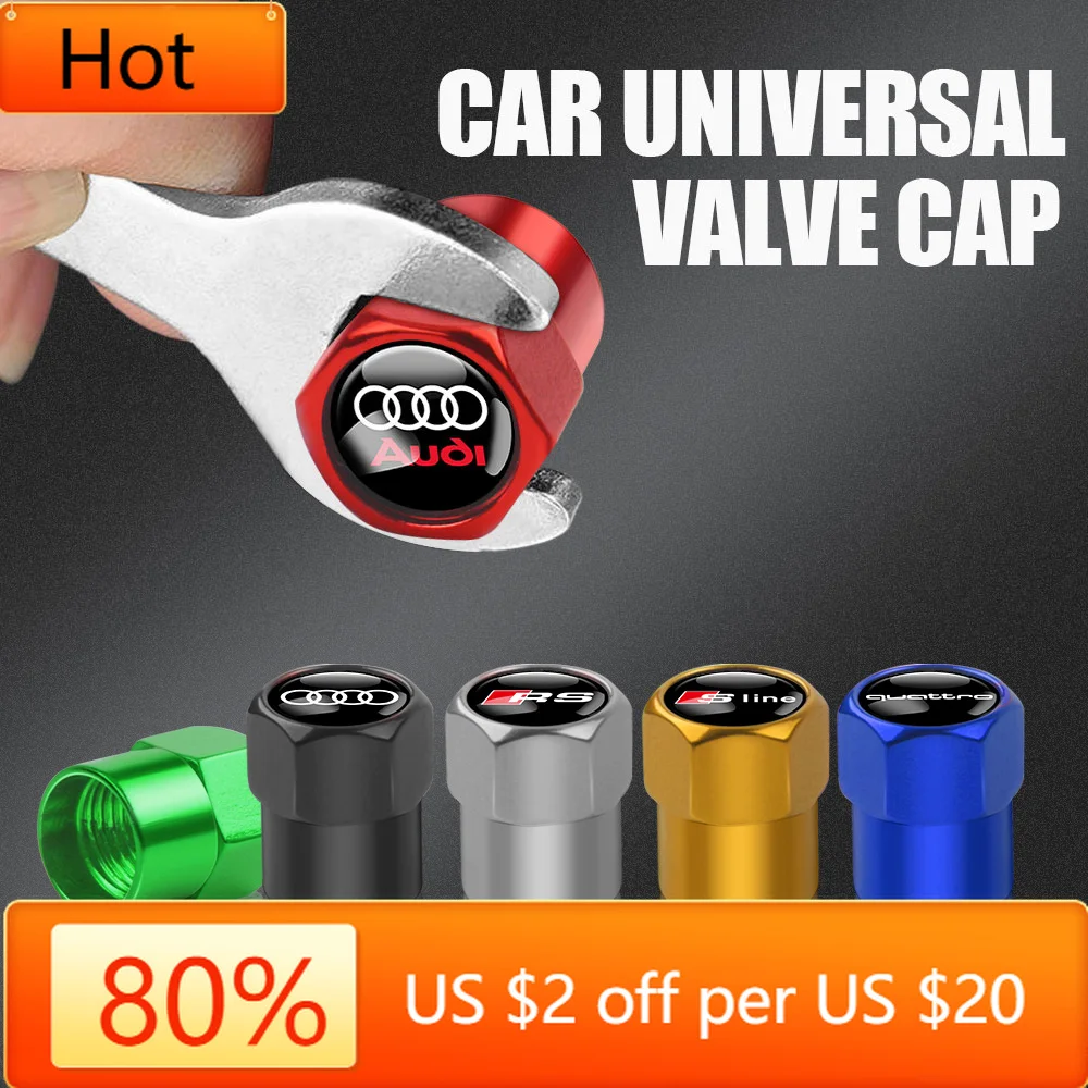 

Valve Stems Caps 4PCS Tire Valve Caps Car Motorcycle Wheel Tyre Air Valve Cover For Audi A3 8P 8V A6 C8 C7 A4 B7 S8 A8 D3 D4 A5