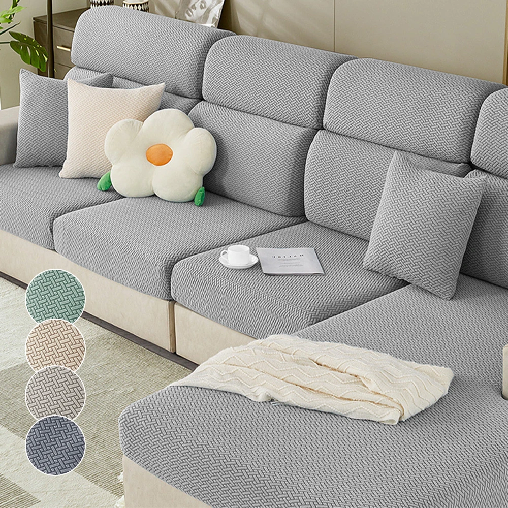 Elastic Twill Jacquard Sofa Cover Jacquard Soft Sofa Slipcover Protector for Office Living Room Home Decor Washable Cushion Case