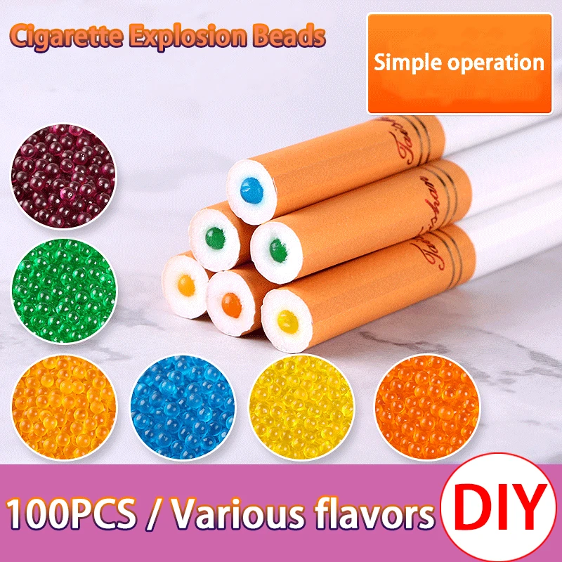 100 قطعة كبسولات خرز السجائر المتفجرة ، مرشحات السجائر المختلطة نكهة الفاكهة النعناع كبسولات اكسسوارات التدخين