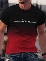 Summer Outing Whatever Print Gradient Crew Neck T-shirt For Men Trendy Casual Short Sleeve Top Men's Tee ropa de hombre