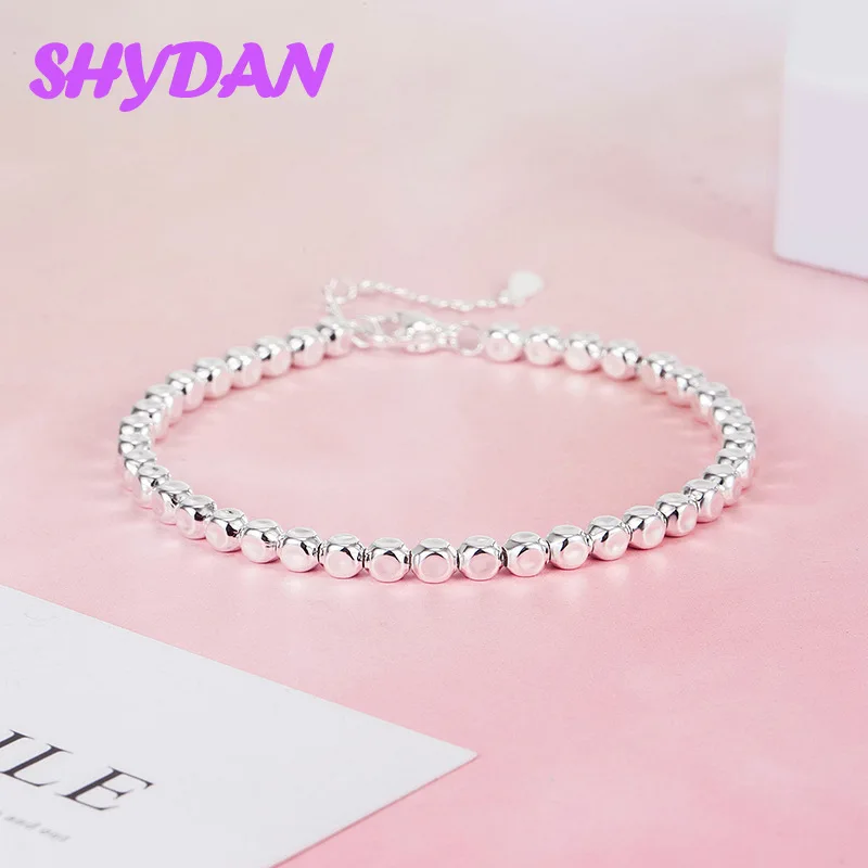 SHYDAN 925 Sterling Silver Square Shape Bracelet Bangle For Women Girls Fashion Jewelry