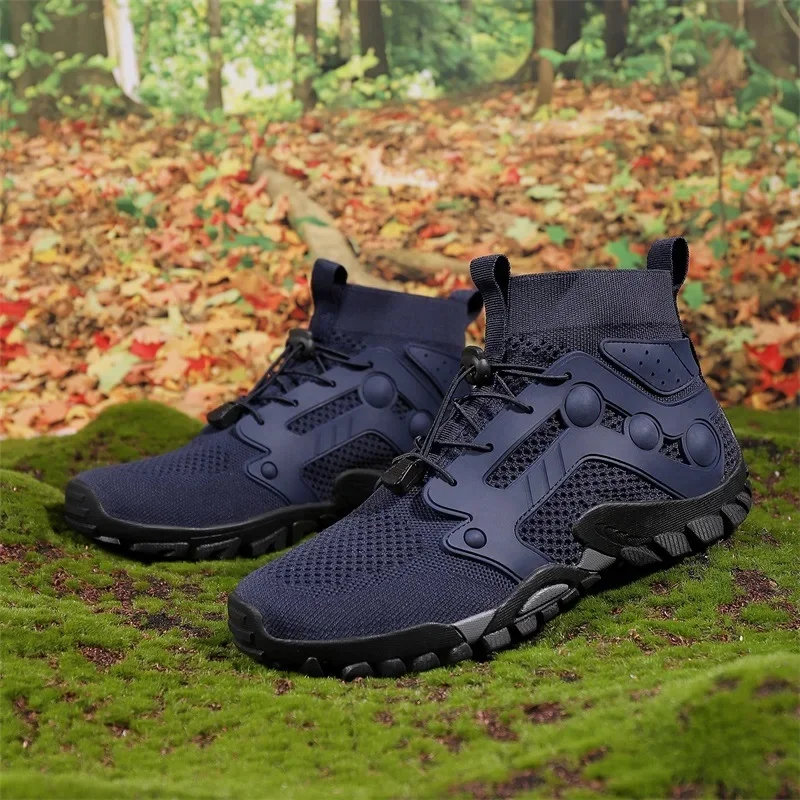 Plus Size Outdoor Hiking Trekking Shoes Men's Anti-Slip Walking Work Safety Swimming Wading Crossbody Footwear River Army Green