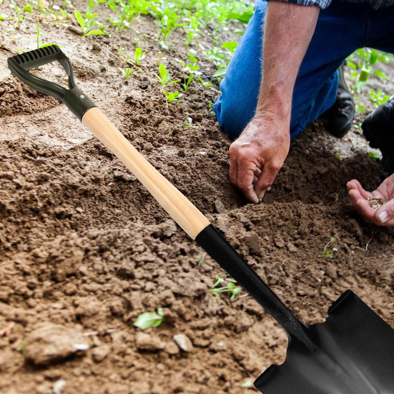 مقبض بأسمائها الحقيقية الخشبية، متين وخفيف الوزن، مقاوم للتآكل، تصميم عملي، مظهر أنيق، عمود طويل #2