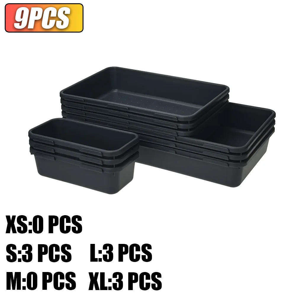 61/45/34/24/9PCS Bureau Lade Organisatoren 5 Size Grijpende Ondiepe Tool organizer Lade Verdelers Toolbox Opbergbakken Container