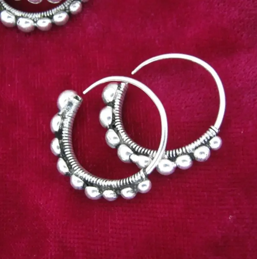 

Этнические серьги в стиле ретро Серебряные серьги ручной работы Мяо