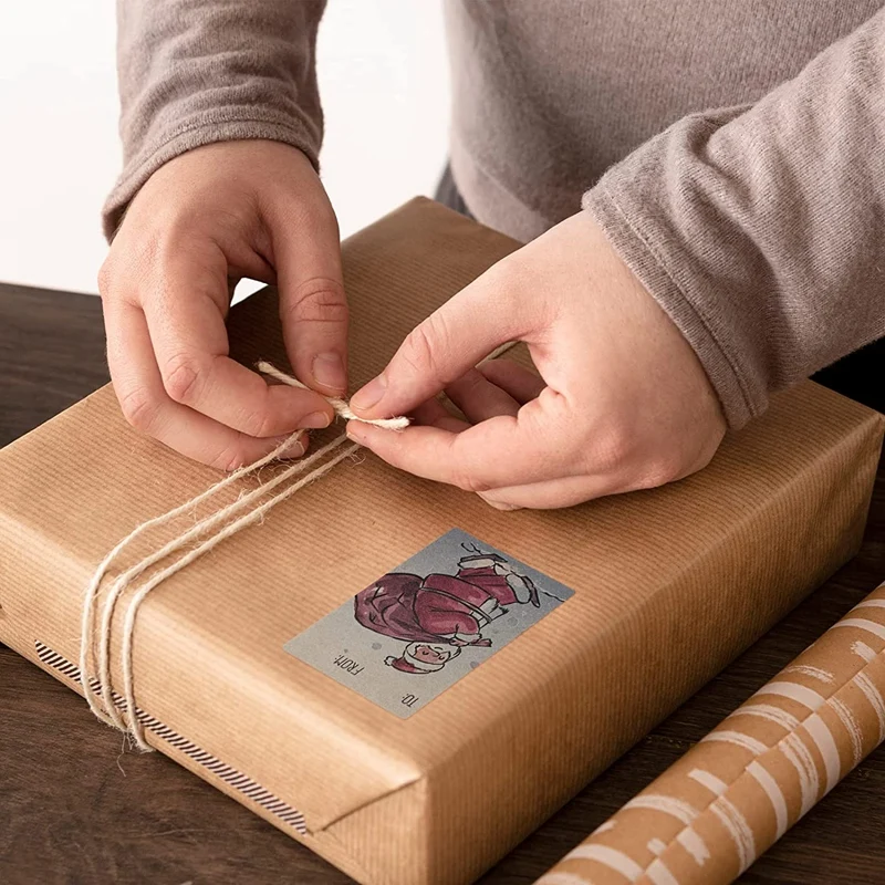 Etichette regalo di buon Natale, 250 pezzi di etichette adesive autoadesive da 2 x 3 pollici con 6 disegni, etichette con nome decorative