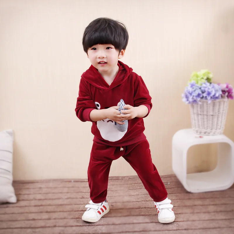 Clothing Suit 0-5 Age Boys Girls Spring Autumn Fashion Cartoon embroidery Hooded Pullover+ Elastic Pants BeiBei Kids Garments