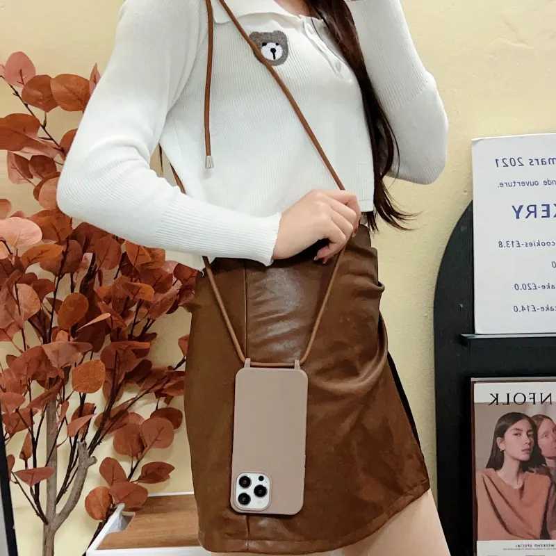 Strap Case für iPhone 17 16 14 13 12 Mini 11 15 Pro Max XS X Plus Crossbody Lanyard stoßfeste weiche TPU Silikon Outdoor Cover – Detail 3