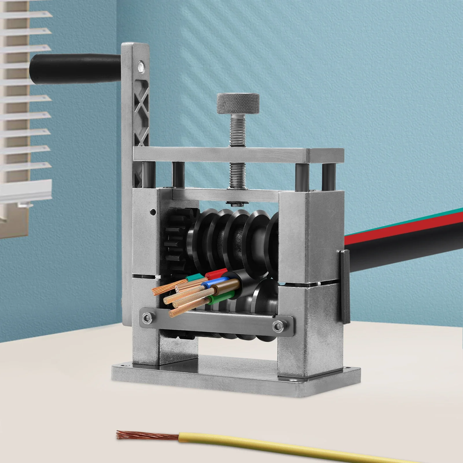 Pelacables Manual de hoja de 6 de diámetro y 3mm, máquina peladora de velocidad de 3,94 pulgadas/seg, herramienta de reciclaje de cables de taladro eléctrico de mesa