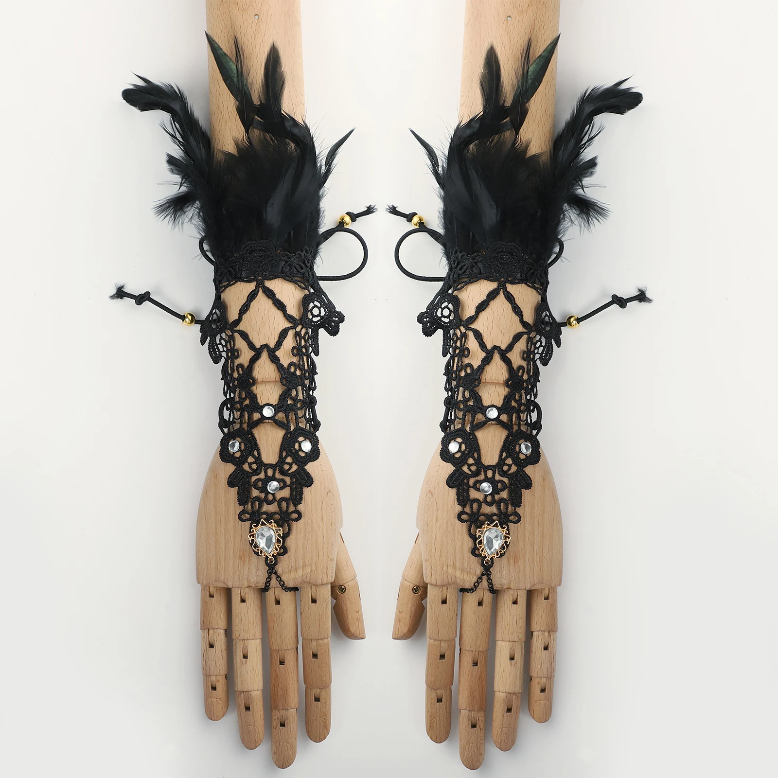 1 zestaw gotycka wykwintna koronkowa bransoletka z piórami kołnierz na szyję akcesoria kostiumowe rekwizyty na występ na scenie impreza tematyczna Halloween