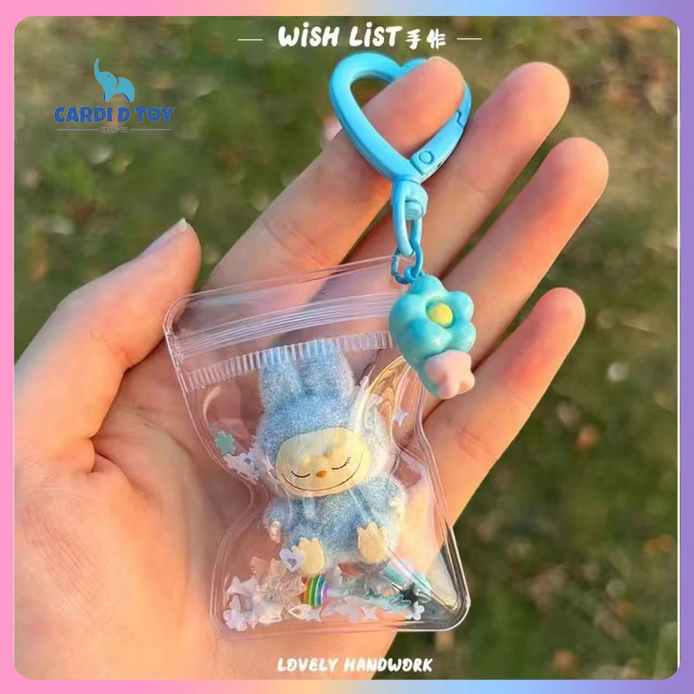 Mini Labubu Keychain Action Figure Cute Mini Dolls Backpack Pendant Miniature Model Mobile Phone Strap Ornament Kawaii Doll Toys